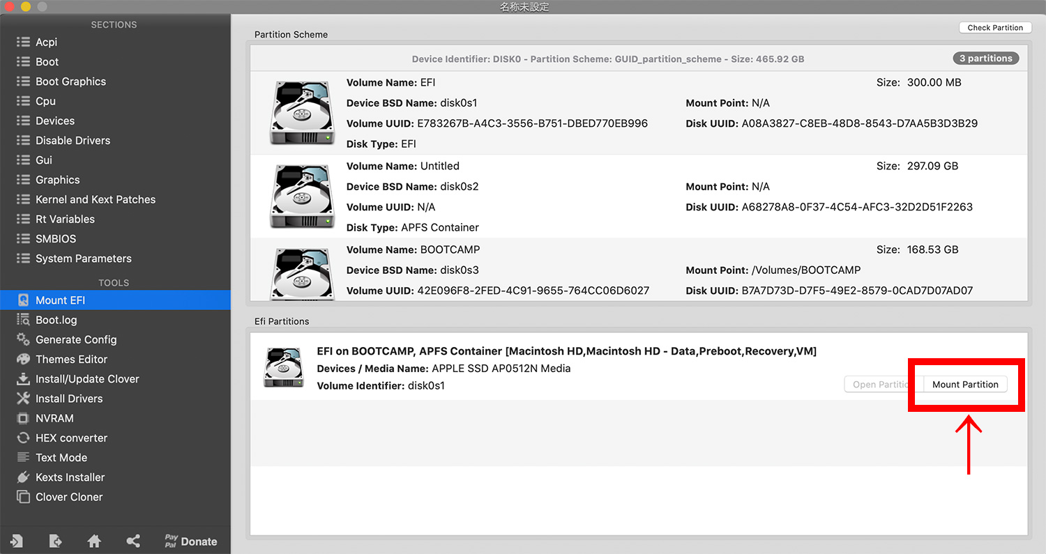 Clover Configurator EFI Partition